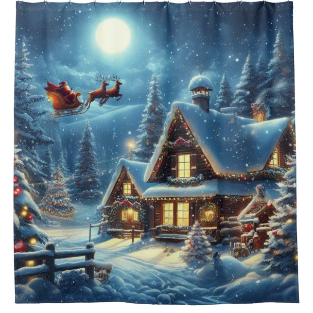 Winter/Santa/Weihnachten/Schnee Duschvorhang (Vorderseite)