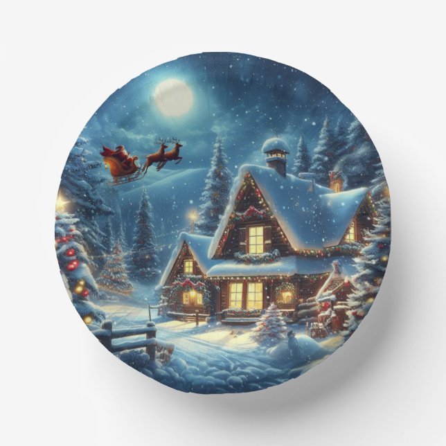 Winter/Santa/Weihnachten/Schnee Pappteller (Vorderseite)