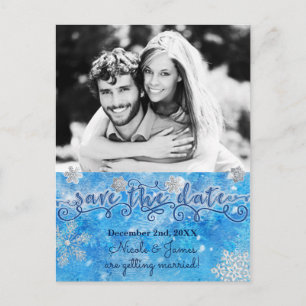 Winter SAVE THE DATE Foto Hochzeits-Postkarte Ankündigungspostkarte