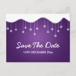 Winter Save the Date Snowflake Dekoration Lila Ankündigungspostkarte