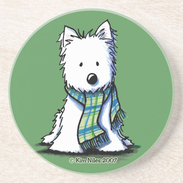 Winter Scarf Westie Untersetzer (Vorne)