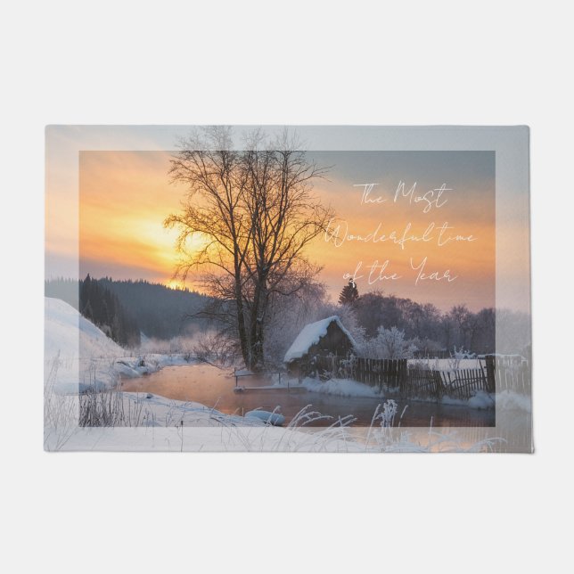 Winter scene custom Christmas Holiday Fußmatte (Vorderseite)