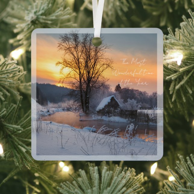 Winter scene custom Christmas Holiday Ornament Aus Metall (InSitu)