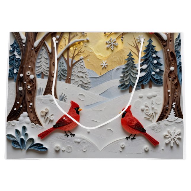 Winter Scene | Enchanted Forest & Cardinals Große Geschenktüte (Vorderseite)