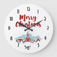 Winter Scene with a Red Church and Christmas Star
