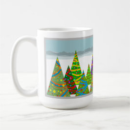 Winter scene with xmas trees kaffeetasse