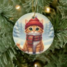 Winter-Schal-Katze Weihnachtskatze mit Karoschal
