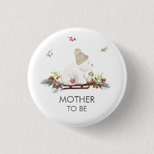 Winter-Schlitten-Eisbär-Mutter-Kind-Party Button