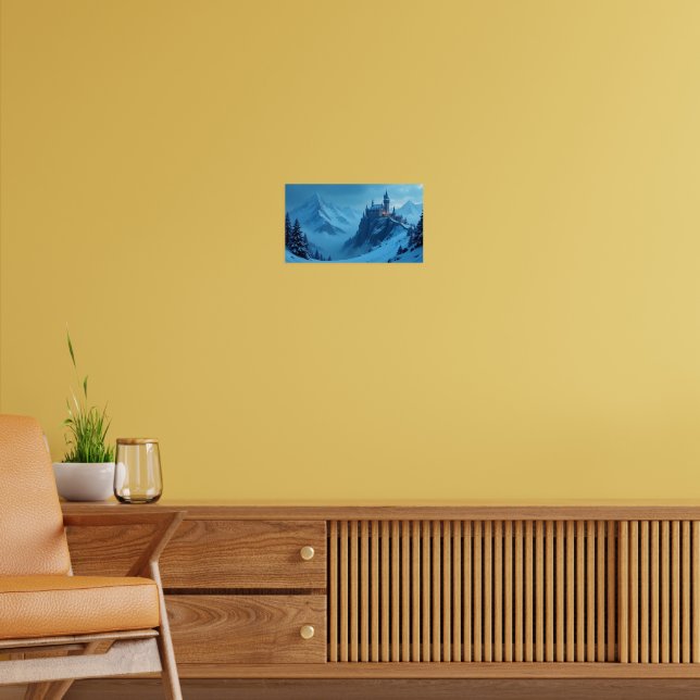 Winter-Schloss-Berg-Fantasielandschaft Poster (Wohnzimmer 2)