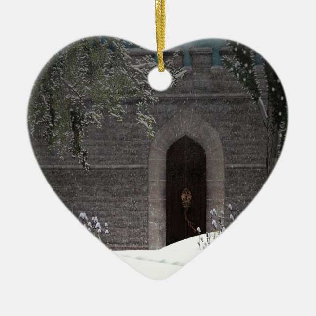 Winter-Schloss-Verzierung Keramikornament (Vorne)