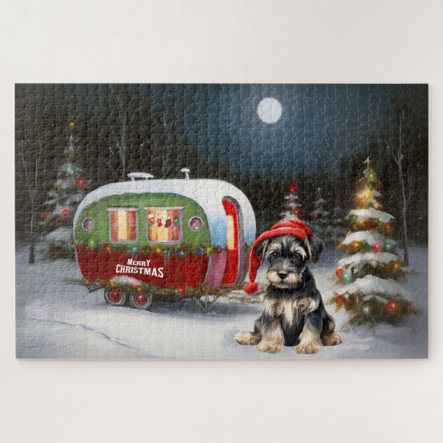 Winter Schnauzer Caravan Weihnachtsabenteuer (Horizontal)