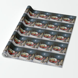Winter Schnauzer Caravan Weihnachtsabenteuer Geschenkpapier
