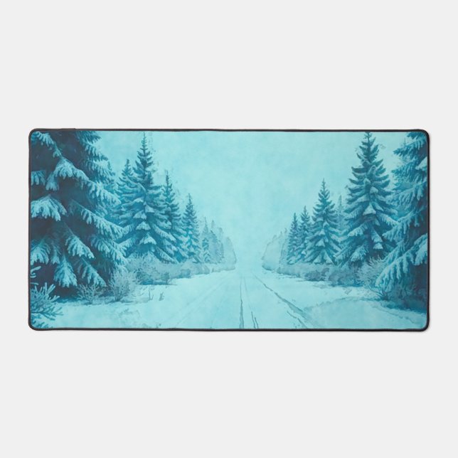 Winter-Schnee auf Kiefern Schreibtischunterlage (Vorderseite)