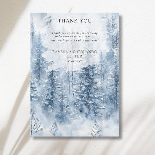 Winter-Schnee-Baum-Wald-Hochzeit-Dankeskarten Ankündigung