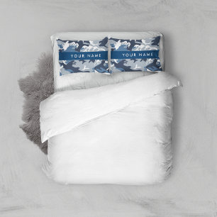 Winter-Schnee-Blau-Tarnung Ihren Namen personalisi Kissenbezug