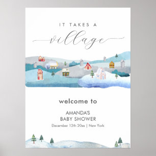 Winter-Schnee Es braucht ein Dorf Baby Shower Will Poster