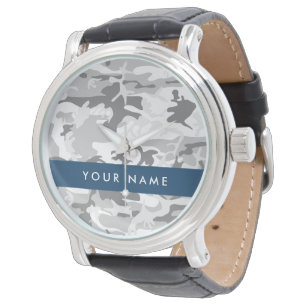 Winter-Schnee-Grau-Tarnung Ihren Namen personalisi Armbanduhr