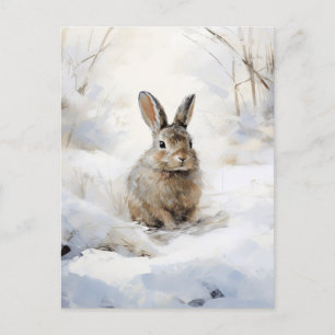 Winter-Schnee-Hase-Postkarte Postkarte