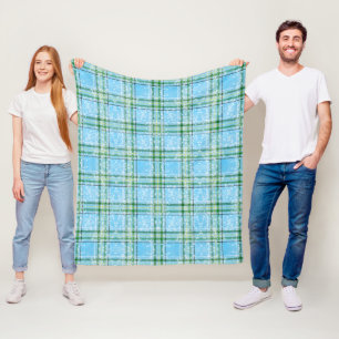 Winter-Schnee-Karo-Tartan-Design  Fleecedecke