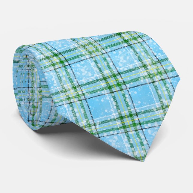 Winter-Schnee-Karo-Tartan-Design  Krawatte (Gerollt)
