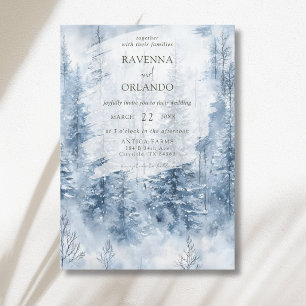 Winter-Schnee-Kiefer-Baum-Wald-Berg-Hochzeit Einladung