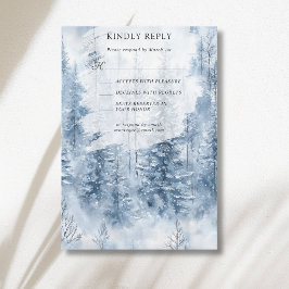 Winter-Schnee-Kiefer-Baum-Wald-Berg-Hochzeit RSVP Karte