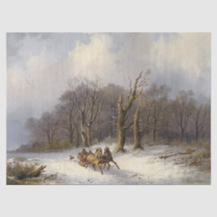 Winter-Schnee-Pferd-Schlittenfahrt-Wälder-Tissue-P Seidenpapier
