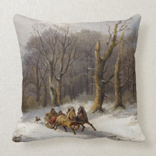Winter-Schnee-Pferde-Schlittenfahrt-Wald-Wurfkisse Kissen