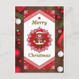 🎄 Winter-Schnee-Rahmen Bär Magic ❄️ Süße Weihnach Postkarte
