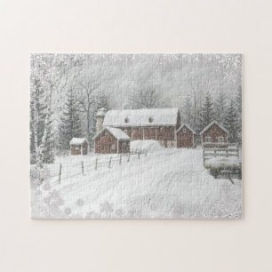 Winter-Schnee-Rote-Scheune-Farm