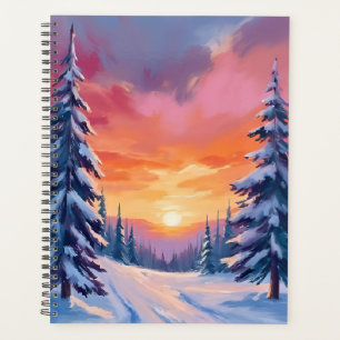 Winter-Schnee-Sonnenuntergang Pastell-Aquarell-M Planer