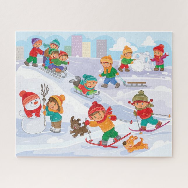 Winter-Schnee-Spaß-Puzzle (Horizontal)