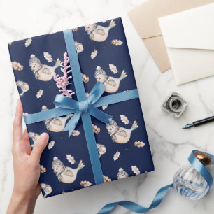 Winter-Schnee-Spatz-Aquarell-Handbemalung Geschenkpapier