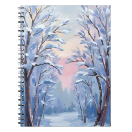 Winter-Schnee-Wald-Aquarell-Wald-Malerei-Karte Notizblock