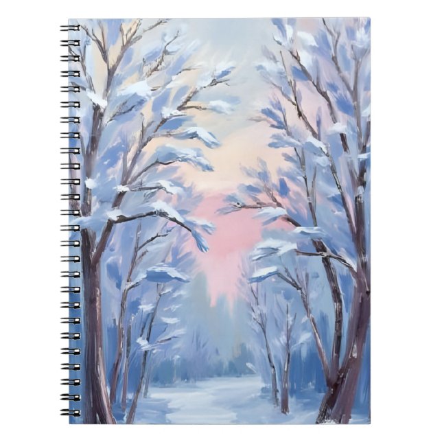 Winter-Schnee-Wald-Aquarell-Wald-Malerei-Karte Notizblock (Vorderseite)