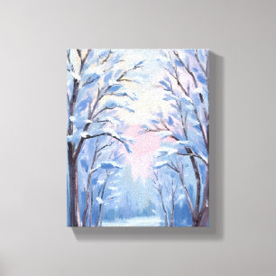 Winter-Schnee-Wald-Aquarell-Wald-Malerei Leinwanddruck