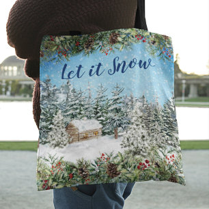 Winter-Schnee-Weihnachts-Waldlandschaft Tasche