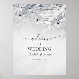 Winter-Schnee-Zweige Hochzeit Poster