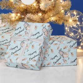 Winter-Schneeball in blauer Wasserfarbe Geschenkpapier