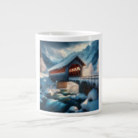 Winter, schneebedeckte Brücke und Fluss