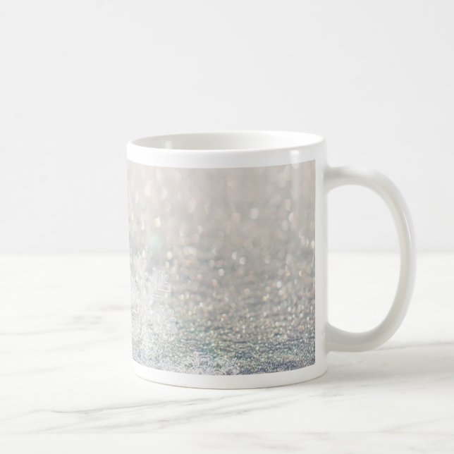 Winter-Schneeflocke Bokeh Bling Kaffeetasse (Rechts)