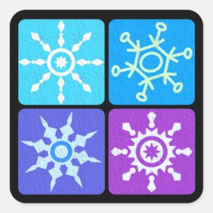 Winter-Schneeflocke-Collage Quadratischer Aufkleber