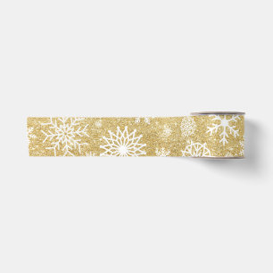 Winter-Schneeflocke-GoldGlitzer-Weihnachten Satinband