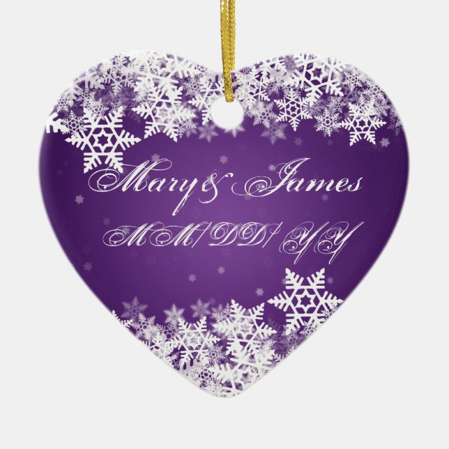 Winter-Schneeflocke-lila elegante Gastgeschenk Keramikornament (Vorne)