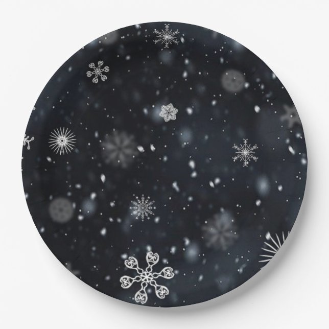 Winter-Schneeflocke Pappteller (Vorderseite)