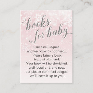 Winter-Schneeflocke-Rosa-Babyparty-Buch-Antrag Begleitkarte