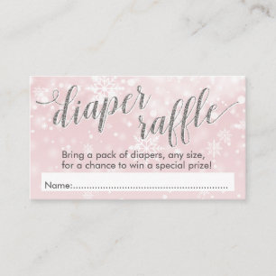 Winter-Schneeflocke-Rosa-Babyparty-WindelRaffle Begleitkarte