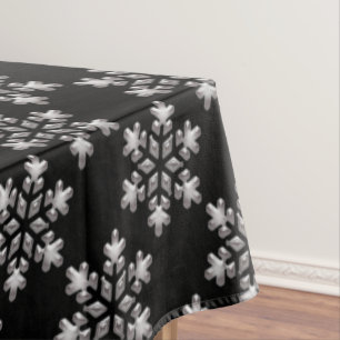 Winter-Schneeflocke-Schwarzweiss-Weihnachtsschnee Tischdecke
