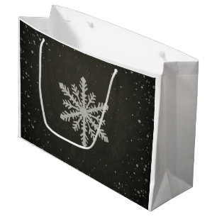 Winter-Schneeflocke-weißes Kreide-Zeichnen Große Geschenktüte