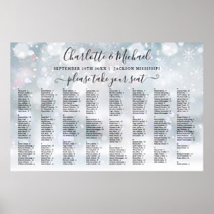 Winter-Schneeflocken 300 Namen Hochzeits-Sitzplan Poster